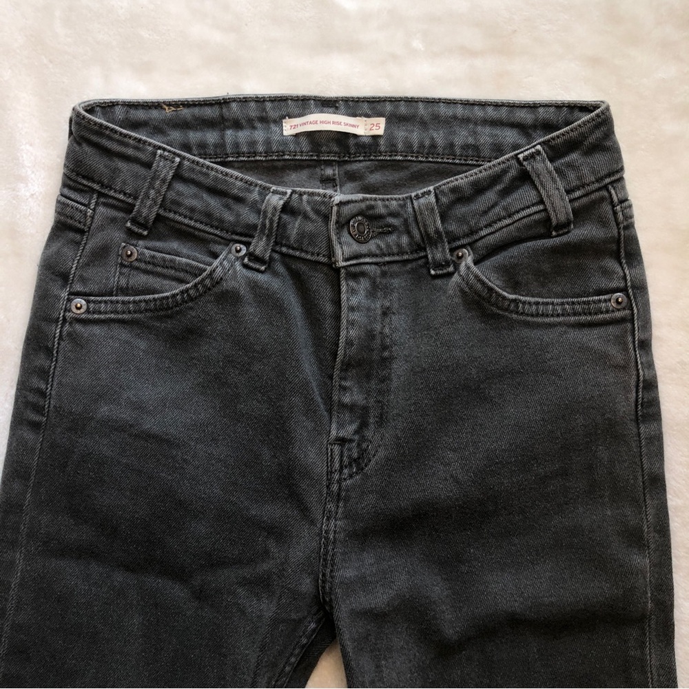 Levi's Vintage 721 High Rise Grey Skinny Jean Orange Tab Size 25 - Picture 5 of 11